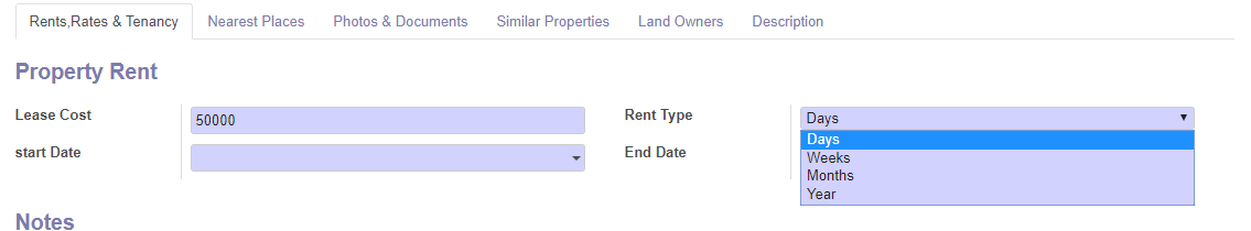 User gets an option to take lease amount in any of the following Rent Type:-