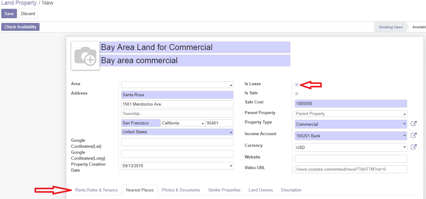 User can also define the start and end date of lease which will calculate the amount.