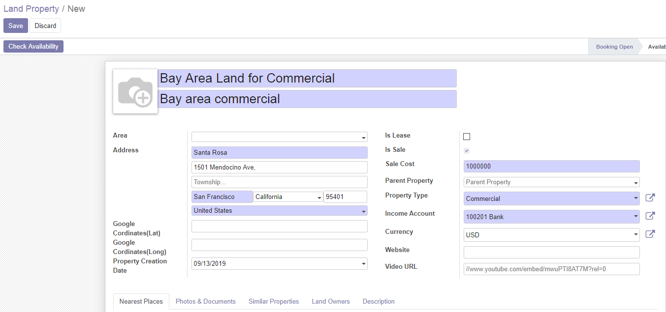 When property is available for Lease, new tab gets popped up to feed in additional information of rent, rate and tenancy